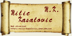 Milić Kasalović vizit kartica